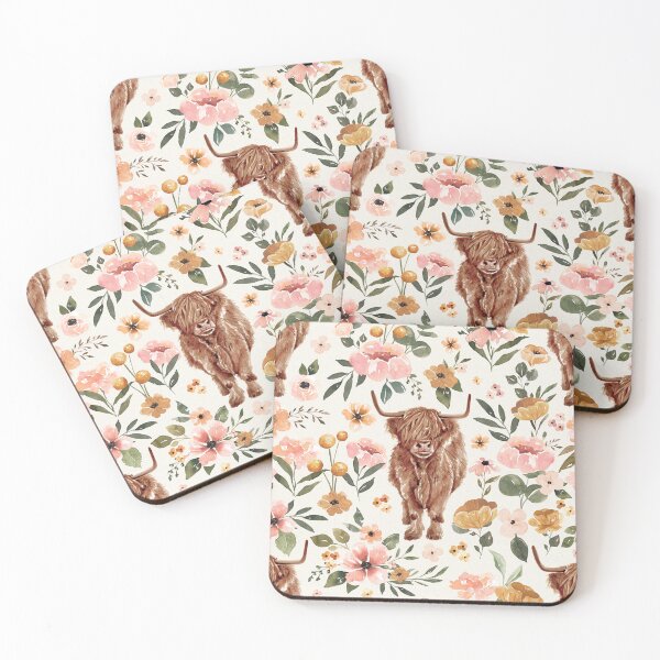 Item preview, Highland Cow Boho Floral designed and sold by cateandrainn.