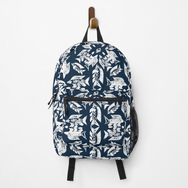 Item preview, Wild Ocean Fish - White on Navy designed and sold by bmfabricdesigns.