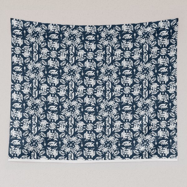 Item preview, Wild Ocean Fish - White on Navy designed and sold by bmfabricdesigns.