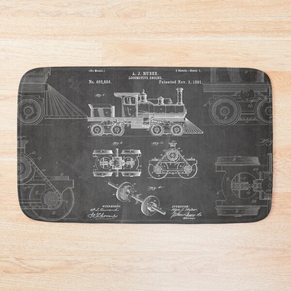 Item preview, Train Locomotive Patent - Steam Train Art - Black Chalkboard designed and sold by patentpress.