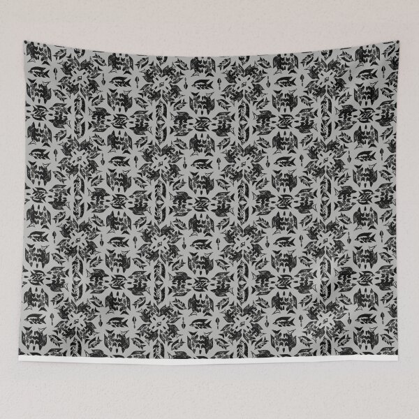 Item preview, Wild Ocean Fish - Black on Gray designed and sold by bmfabricdesigns.