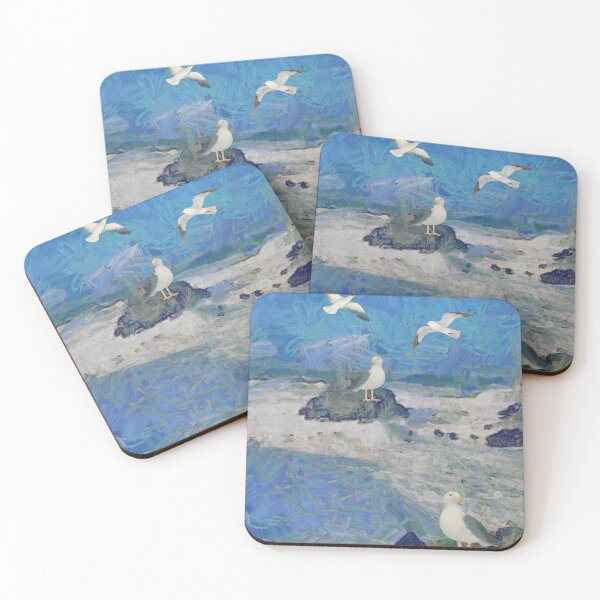 Item preview, Watercolor Ocean Seagulls  designed and sold by HappyLifeCreate.