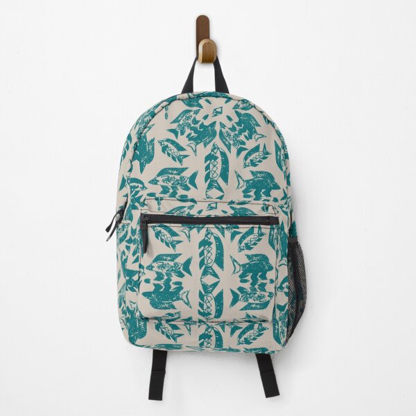 Item preview, Wild Ocean Fish - Teal on Taupe designed and sold by bmfabricdesigns.