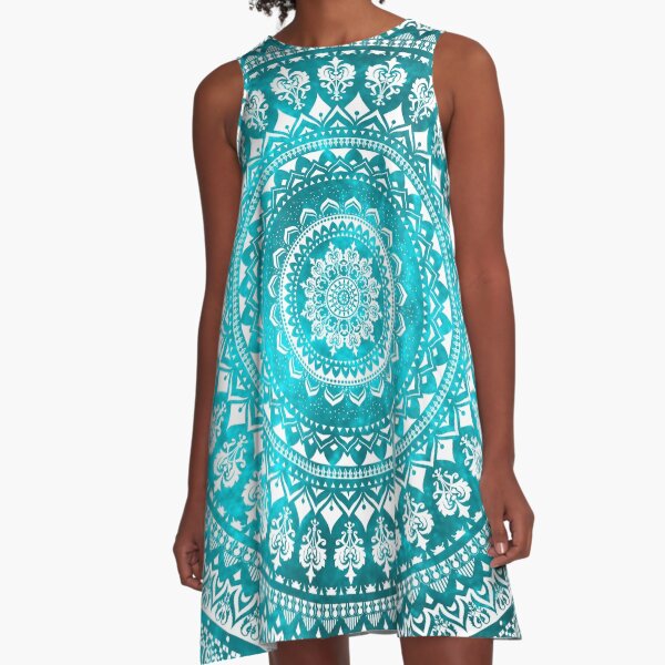 Mandala Turquoise A-Line Dress