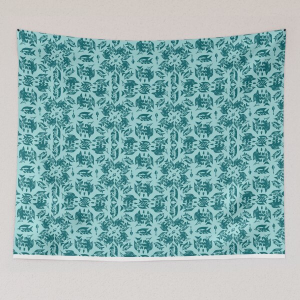 Item preview, Wild Ocean Fish - Teal on Aqua designed and sold by bmfabricdesigns.