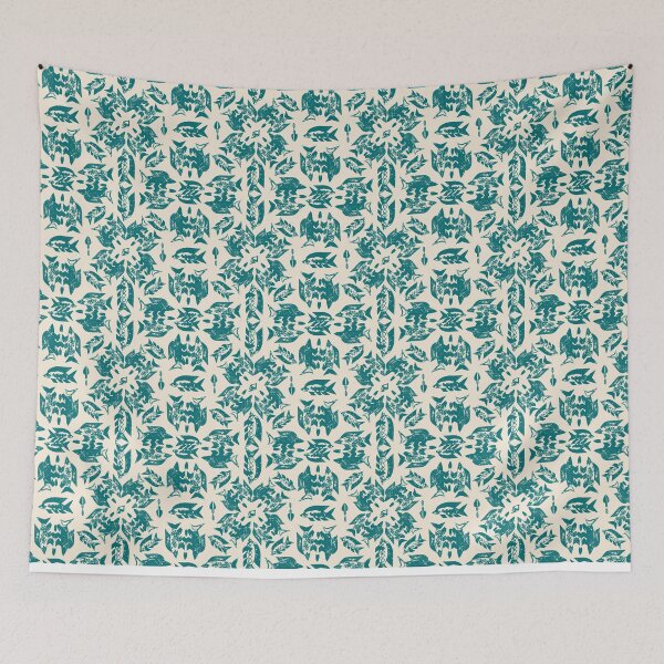 Item preview, Wild Ocean Fish - Teal on Cream designed and sold by bmfabricdesigns.