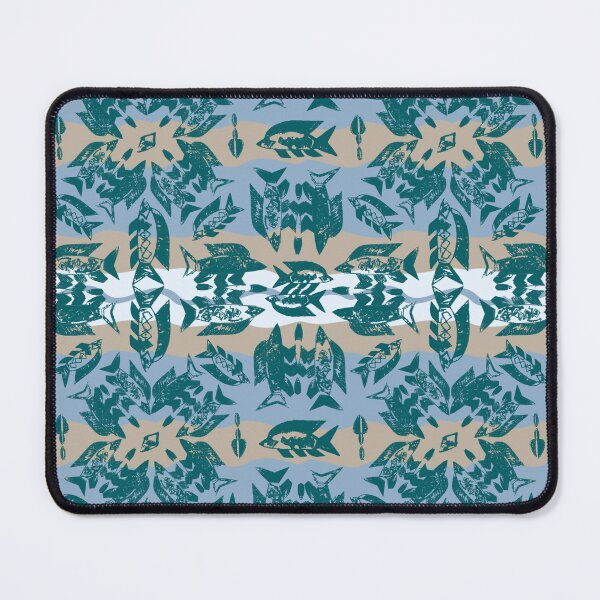 Item preview, Wild Ocean Fish - Teal on Blue and Taupe designed and sold by bmfabricdesigns.