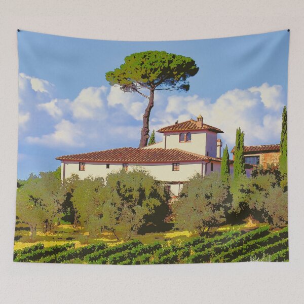 Item preview, Tuscany Italy - Retro Style Tuscan Vineyard Art designed and sold by molamode.