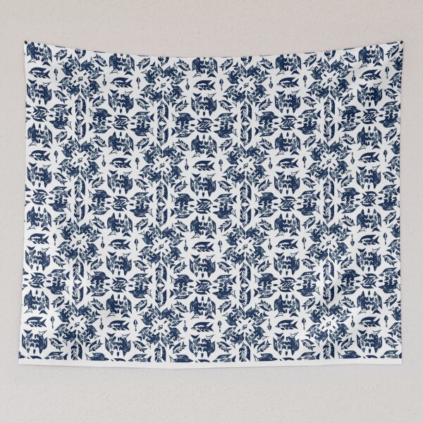 Item preview, Wild Ocean Fish - Navy on White designed and sold by bmfabricdesigns.