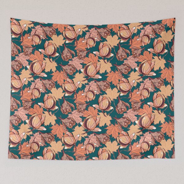 Item preview, Autumn magnolias, crocuses, and maple leaves  designed and sold by Mashusha-art.