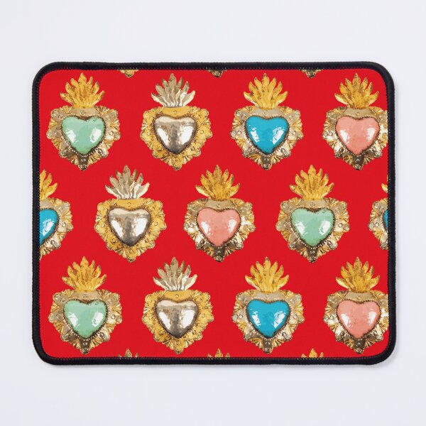 Item preview, Mexican pastel colors sacred heart golden oaxaca folk art elegant red seamless pattern designed and sold by T-Mex.