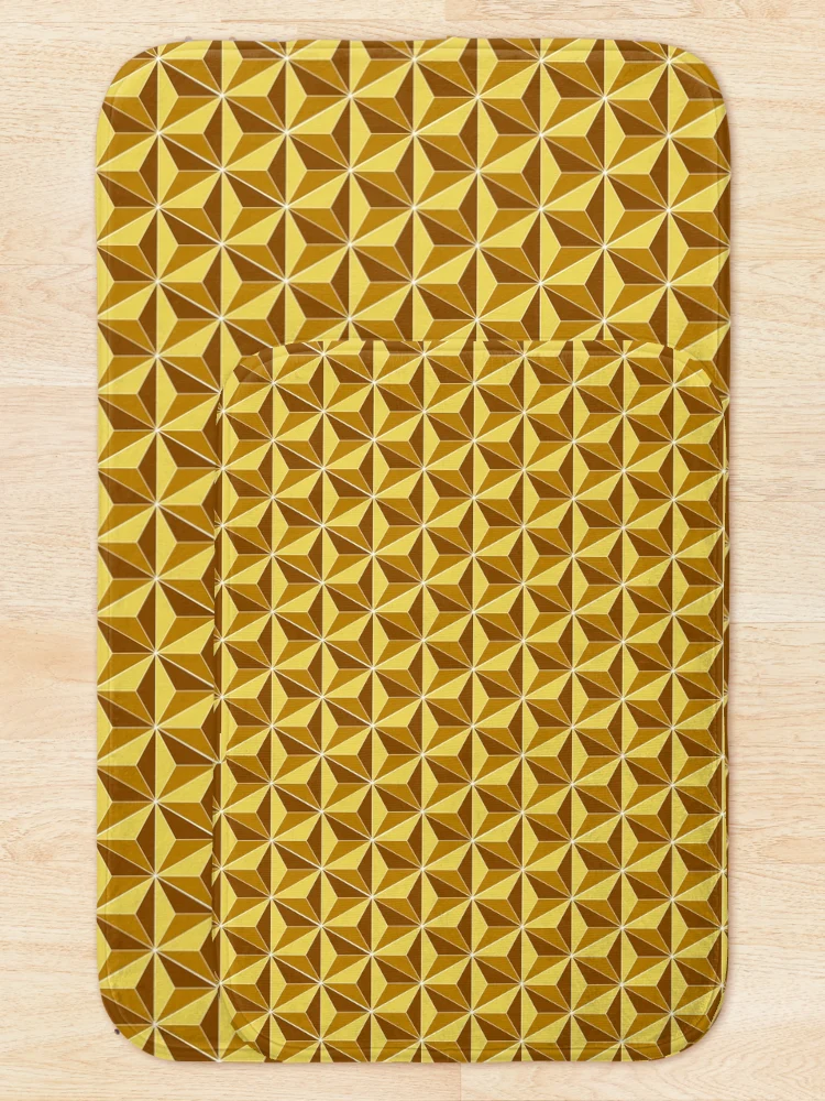 Thumbnail 5 of 6, Bath Mat, Gold Geometric Abstract Pattern designed and sold by flashcompact.