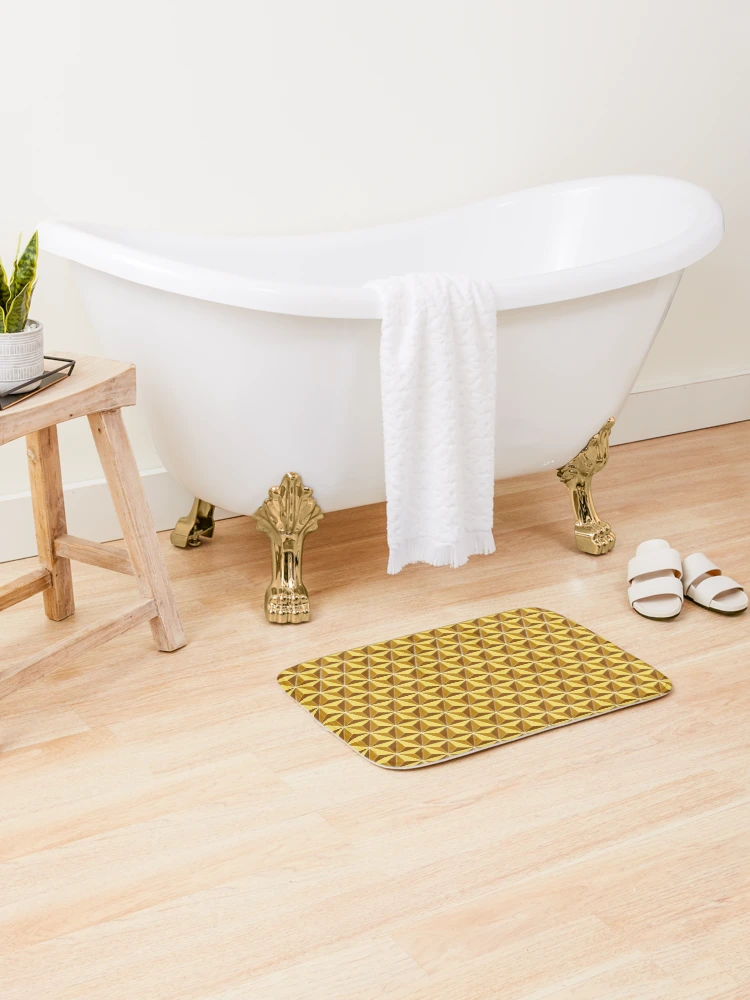 Thumbnail 2 of 6, Bath Mat, Gold Geometric Abstract Pattern designed and sold by flashcompact.
