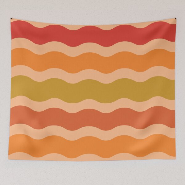 Item preview, Retro 70s  waves pattern in orange, red, green and beige  designed and sold by Yasminepatterns .