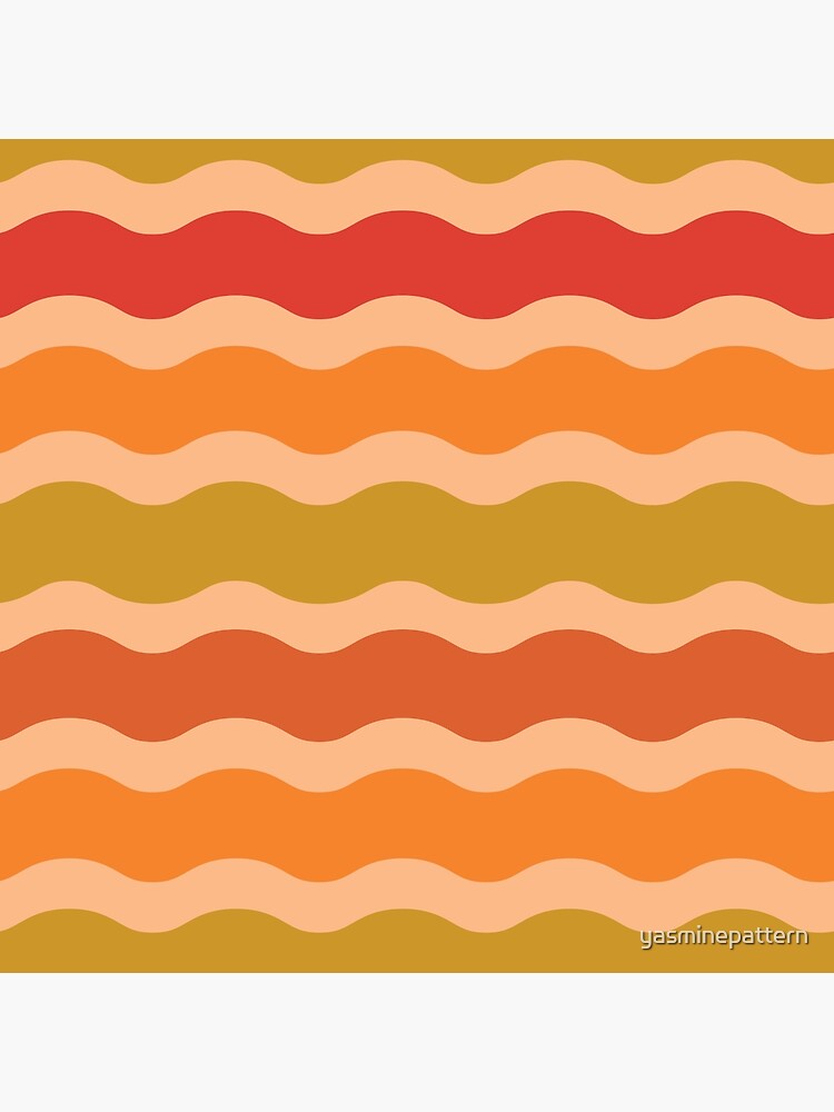 Retro 70s Waves Pattern In Orange Red Green And Beige Poster For