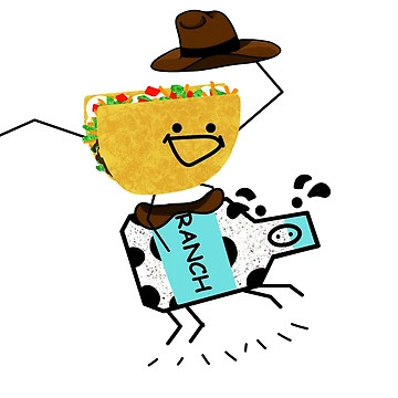 Artwork thumbnail, Timmy Riding Ranch Cow by CalSolDesigns