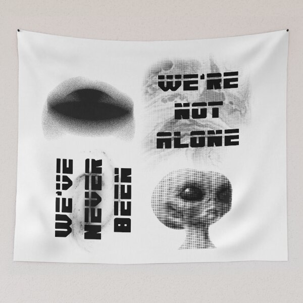 Item preview, We're not alone b/w design extraterrestrial designed and sold by kayadmu.