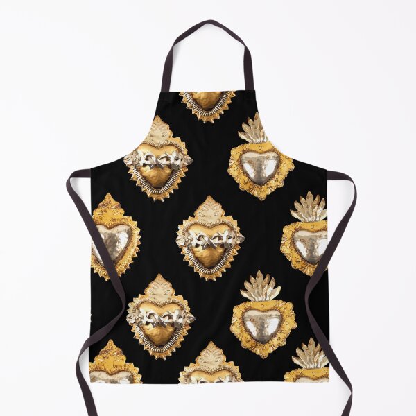 Item preview, Mexican golden silver sacred heart oaxaca tin folk art black elegant metallic seamless pattern designed and sold by T-Mex.