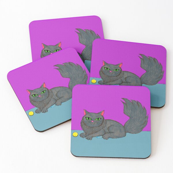 Item preview, Gray Fluffy cat with Yellow Ball designed and sold by Cats-And-Kat.
