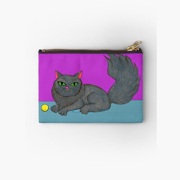 Item preview, Gray Fluffy cat with Yellow Ball designed and sold by Cats-And-Kat.
