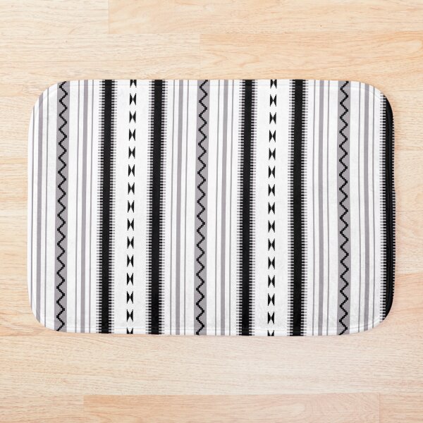 Item preview, Black and white bath mat with kilim pattern designed and sold by BathHeaven.