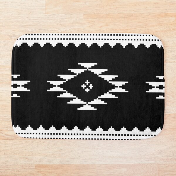 Item preview, Black and white bath mat with orriental pattern designed and sold by BathHeaven.