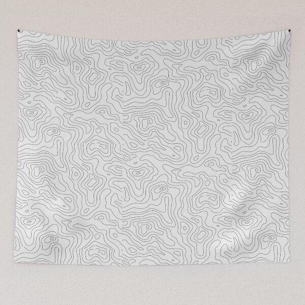 Item preview, smooth topographic pattern - black and white - line art designed and sold by Ugly Bugs.
