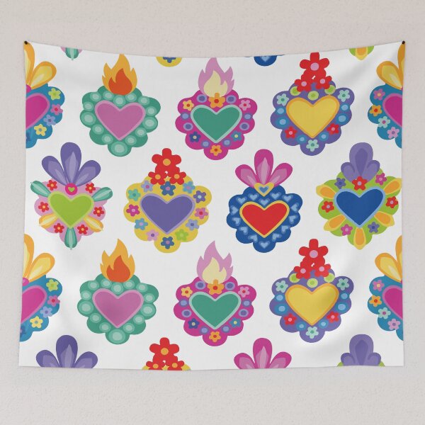 Item preview, Mexican colorful cute sacred heart adorable folk art kawaii dopamine dressing design designed and sold by T-Mex.