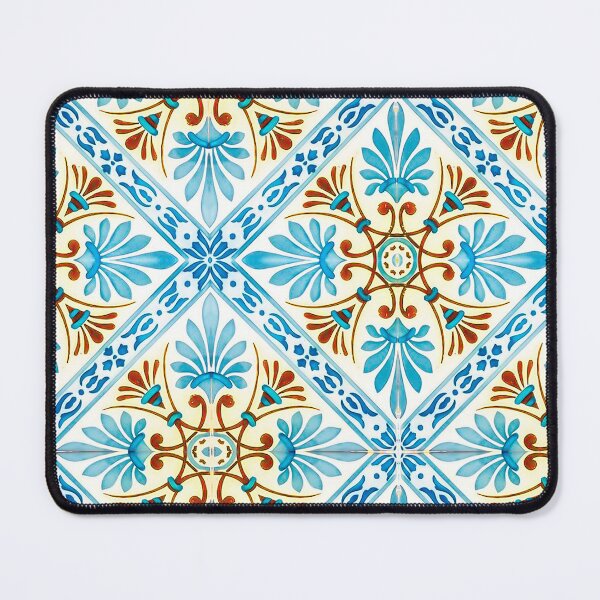 Item preview, Vintage blue floral Sicilian style Meditteranean pattern designed and sold by PG Illustration.