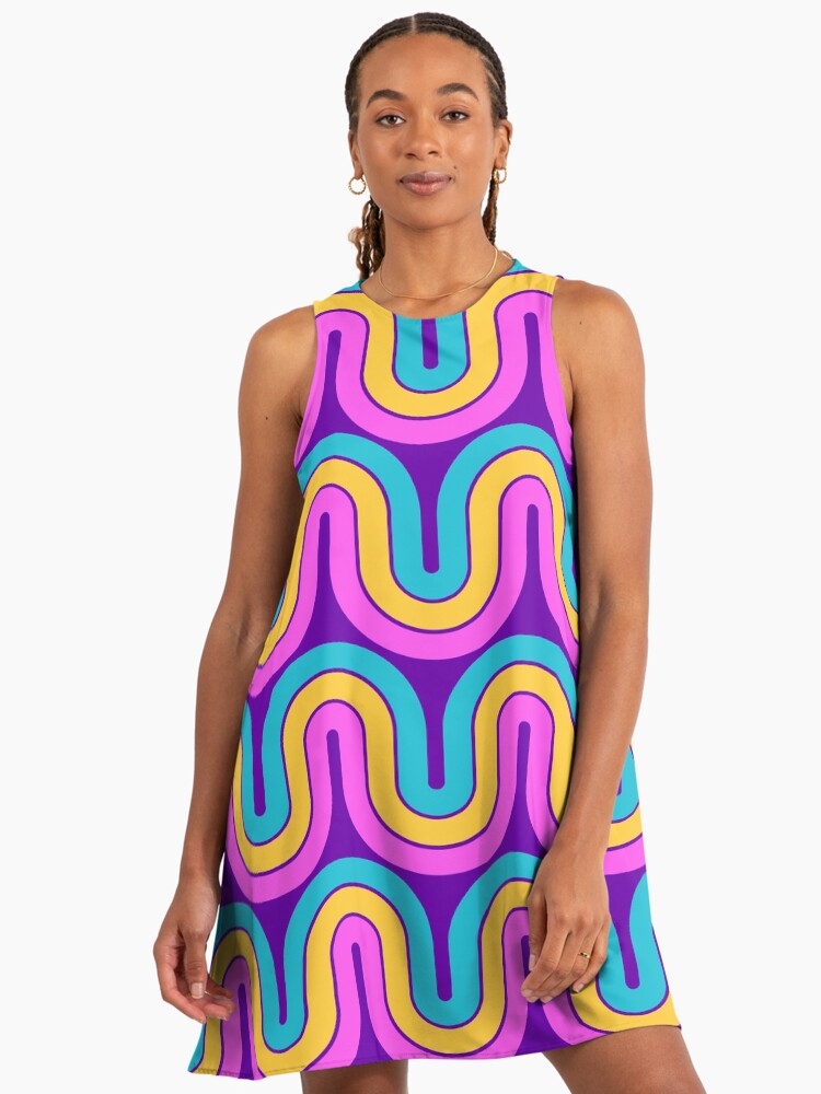 Retro Geometric Gradient Design 842 Geometric A-Line Dress