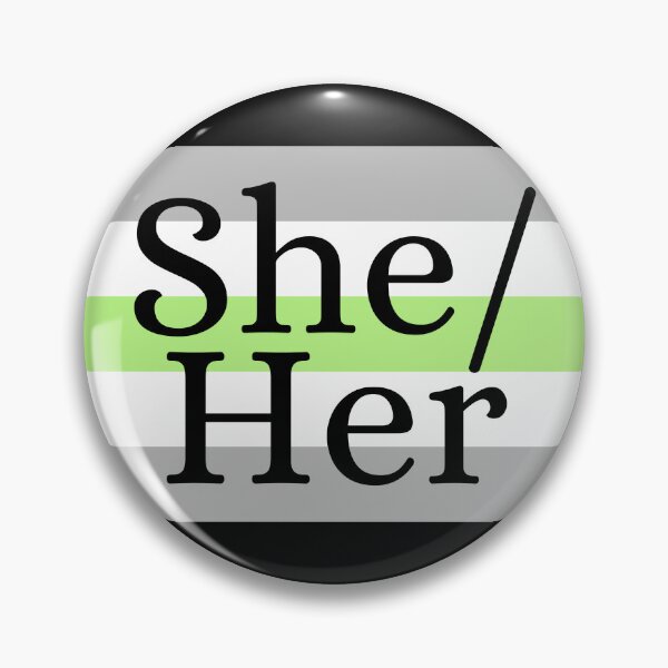 Artikelvorschau, Sie ist ihr Agender-Pronomen-Geschlechtsidentitäts-Agen-Pin entworfen und verkauft von prideXrainbow.
