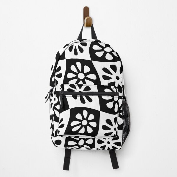 Item preview, Black Wavy Floral Checkers designed and sold by Carolina Diaz.