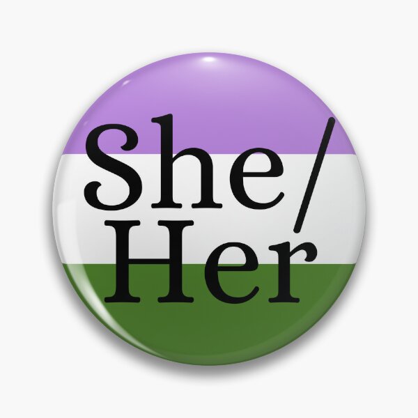Item preview, She Her Genderqueer Pronoun Gender Queer Identity Pin designed and sold by prideXrainbow.