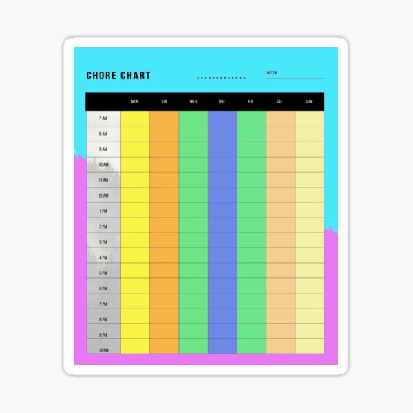 "chore chart" Sticker for Sale by TheBestArt2022 | Redbubble