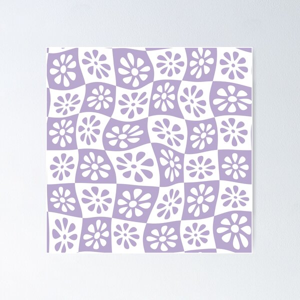 Item preview, Lilac Wavy Floral Checkers designed and sold by Carolina Diaz.