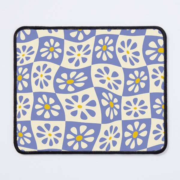 Item preview, Periwinkle Wavy Floral Checkers designed and sold by Carolina Diaz.