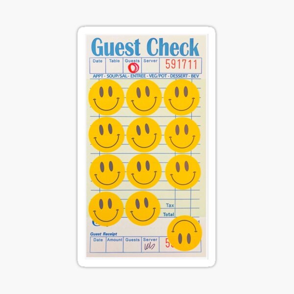 "Smiley Guest Check Pop Art Print " Sticker for Sale by ArtGratiaAsh