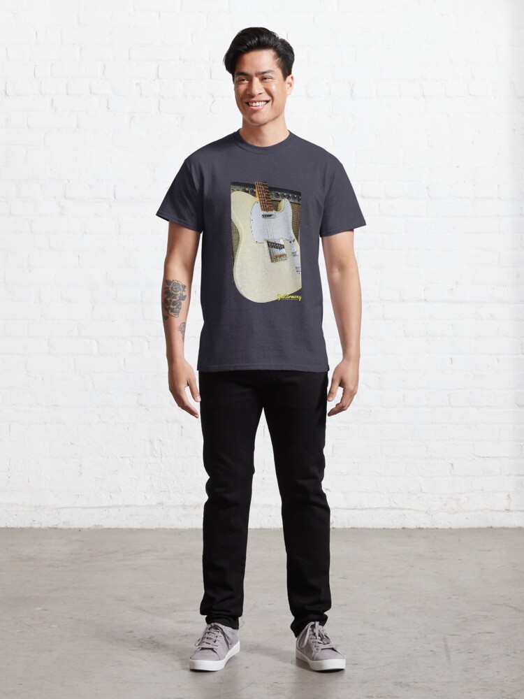 Thumbnail 3 of 7, Classic T-Shirt, Copy of Vintage Telecaster Pencil Portrait White designed and sold by Guitarmony.