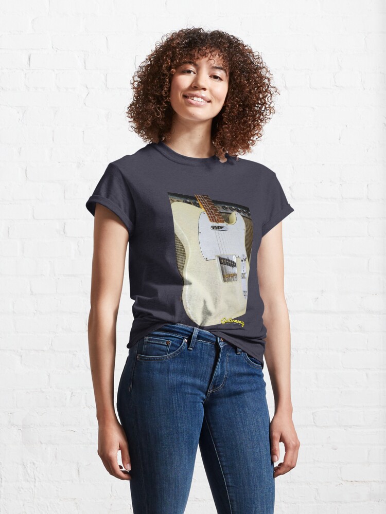 Thumbnail 4 of 7, Classic T-Shirt, Copy of Vintage Telecaster Pencil Portrait White designed and sold by Guitarmony.