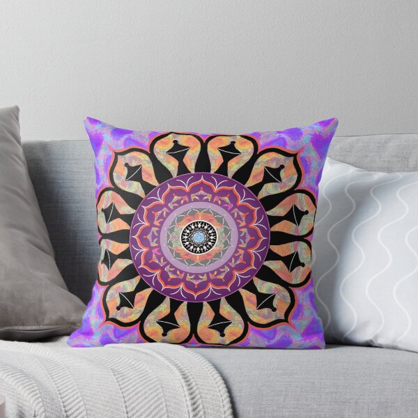 Item preview, Lotus Mandala Floral Motif Purple, Orange, Black, & Blue designed and sold by IridescentSea.