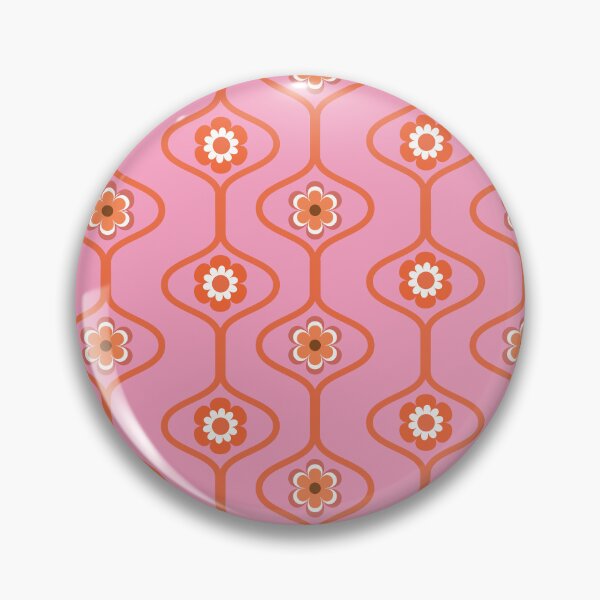 Item preview,   Retro 60s 70s Groovy Orange Flowers  on pink oval ogee pattern  designed and sold by Yasminepatterns .
