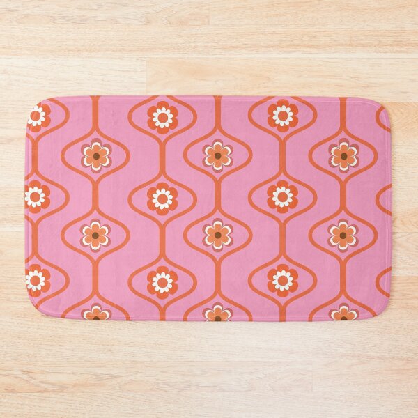 Item preview,   Retro 60s 70s Groovy Orange Flowers  on pink oval ogee pattern  designed and sold by Yasminepatterns .