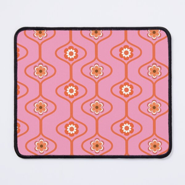 Item preview,   Retro 60s 70s Groovy Orange Flowers  on pink oval ogee pattern  designed and sold by Yasminepatterns .