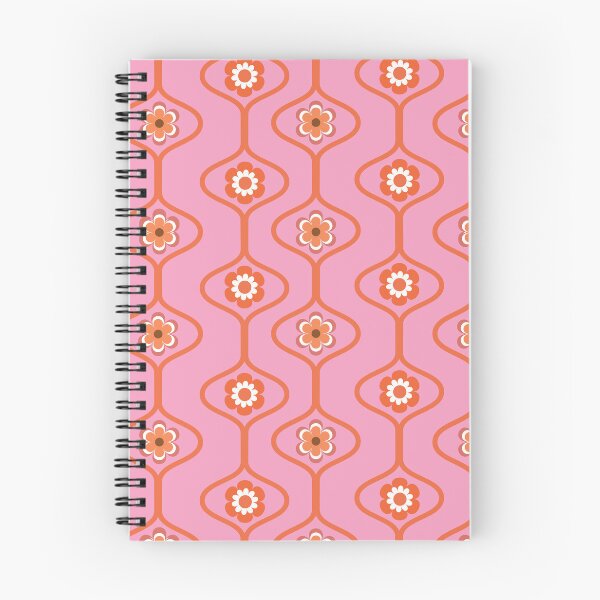 Item preview,   Retro 60s 70s Groovy Orange Flowers  on pink oval ogee pattern  designed and sold by Yasminepatterns .