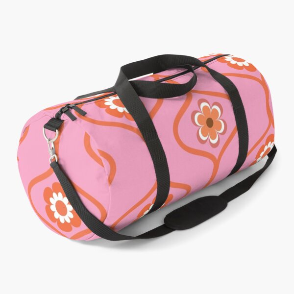 Item preview,   Retro 60s 70s Groovy Orange Flowers  on pink oval ogee pattern  designed and sold by Yasminepatterns .
