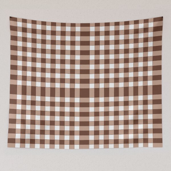 Artikelvorschau, Cremefarbener und brauner Gingham entworfen und verkauft von CozyBerry Creations.