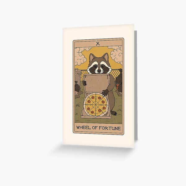 Vista previa del artículo con la obra «Rueda de la fortuna - Tarot de los mapaches», diseñado y vendido por Thiago Corrêa.