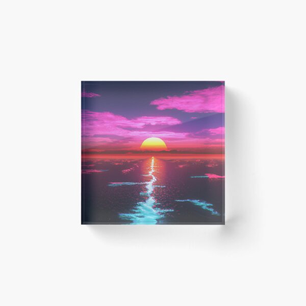 Item preview, synthwave style sunset above the reflecting water of the sea digital art created in collaboration with dall-e designed and sold by xostarboyxo.