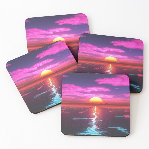 Item preview, synthwave style sunset above the reflecting water of the sea digital art created in collaboration with dall-e designed and sold by xostarboyxo.
