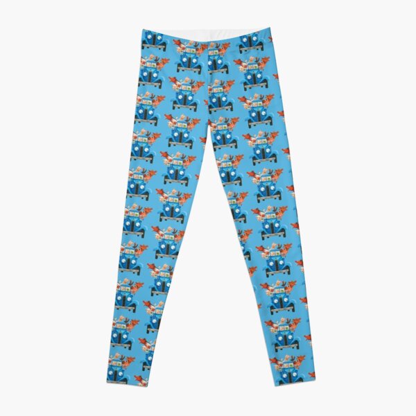 Little blue truck with farm animals classic illustration Leggings